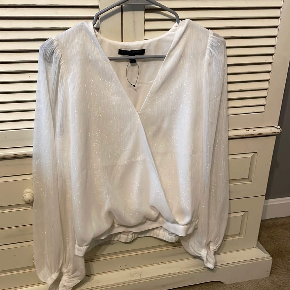 Never worn ladies dress shirt. Banana Republic. Great option for the holidays!